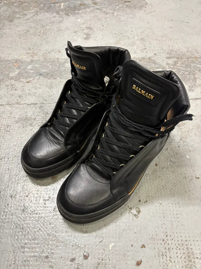 Balmain Black Leather High Sneakers GMFuVTZ 2