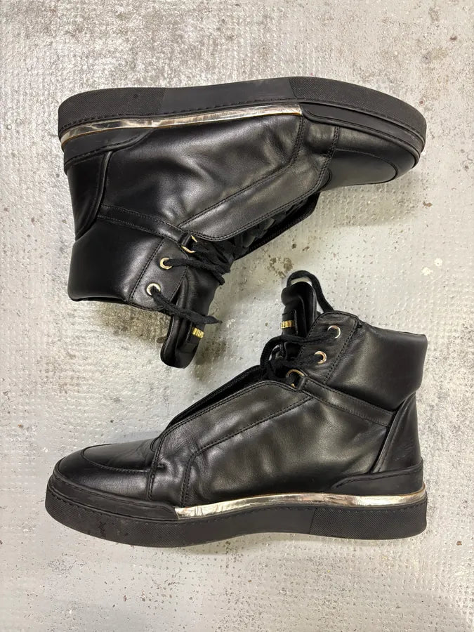 Balmain Black Leather High Sneakers GMFuVTZ 3
