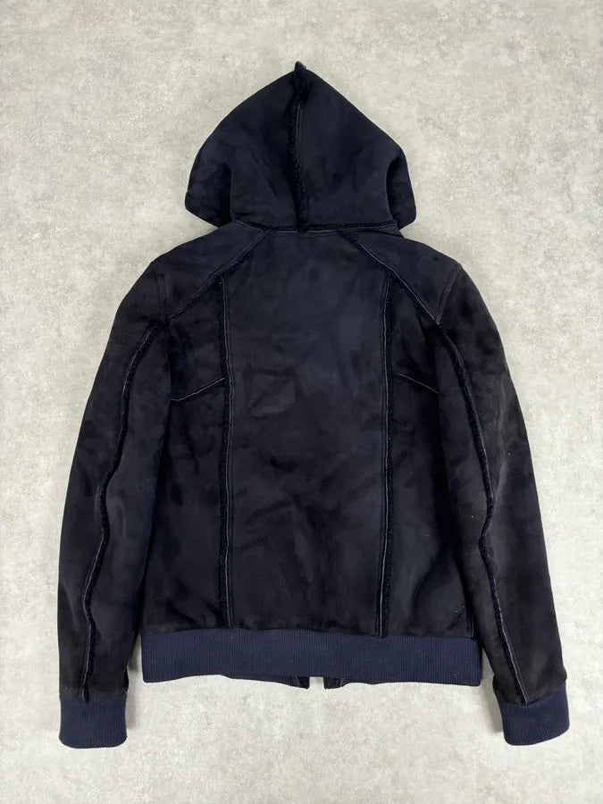 AW2017 Balmain Black Lamb Leather Hooded Jacket yRZtdae 4