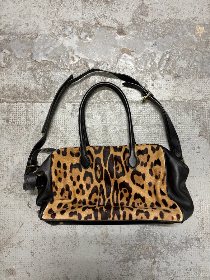 Balmain Black Leather Leopard Handle Shoulder Bag YKzybie 3