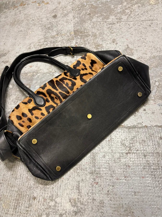 Balmain Black Leather Leopard Handle Shoulder Bag YKzybie 4