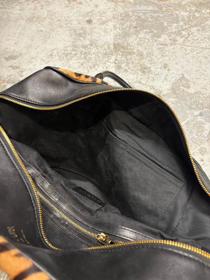 Balmain Black Leather Leopard Handle Shoulder Bag YKzybie 7