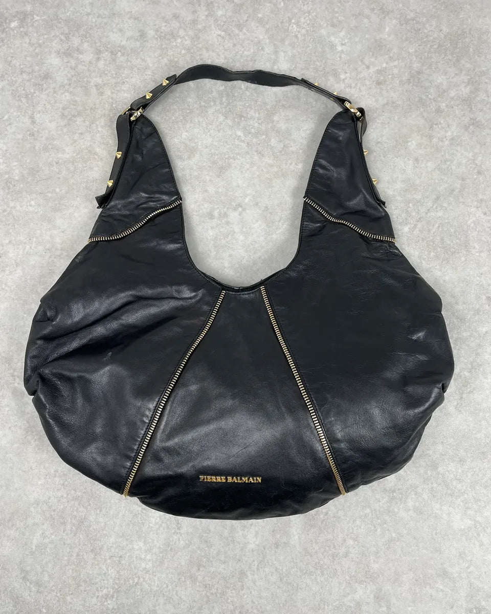 Balmain Black Leather Zip Shoulder Bag zvaxyRs 0