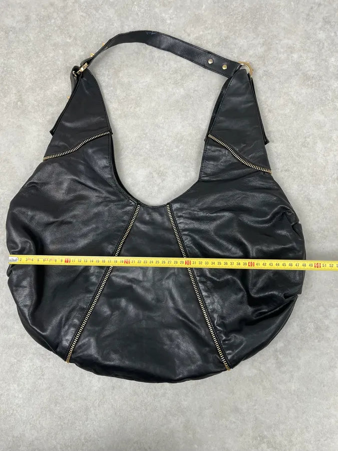 Balmain Black Leather Zip Shoulder Bag zvaxyRs 10