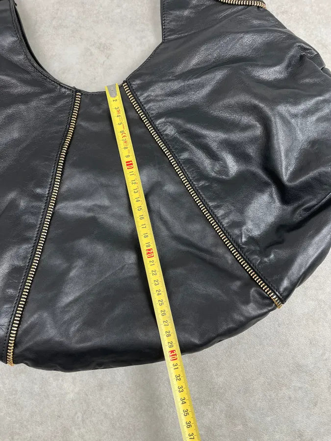 Balmain Black Leather Zip Shoulder Bag zvaxyRs 12