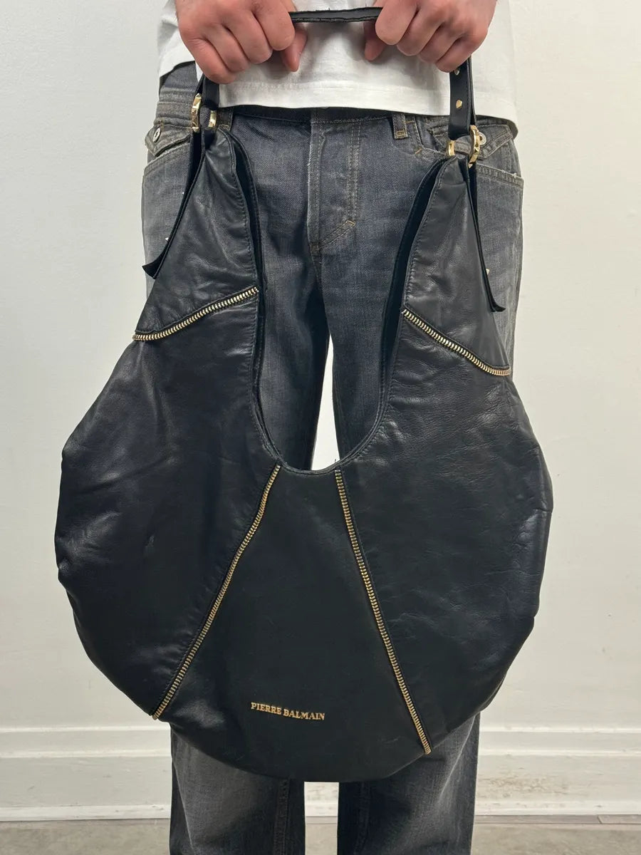 Balmain Black Leather Zip Shoulder Bag zvaxyRs 2
