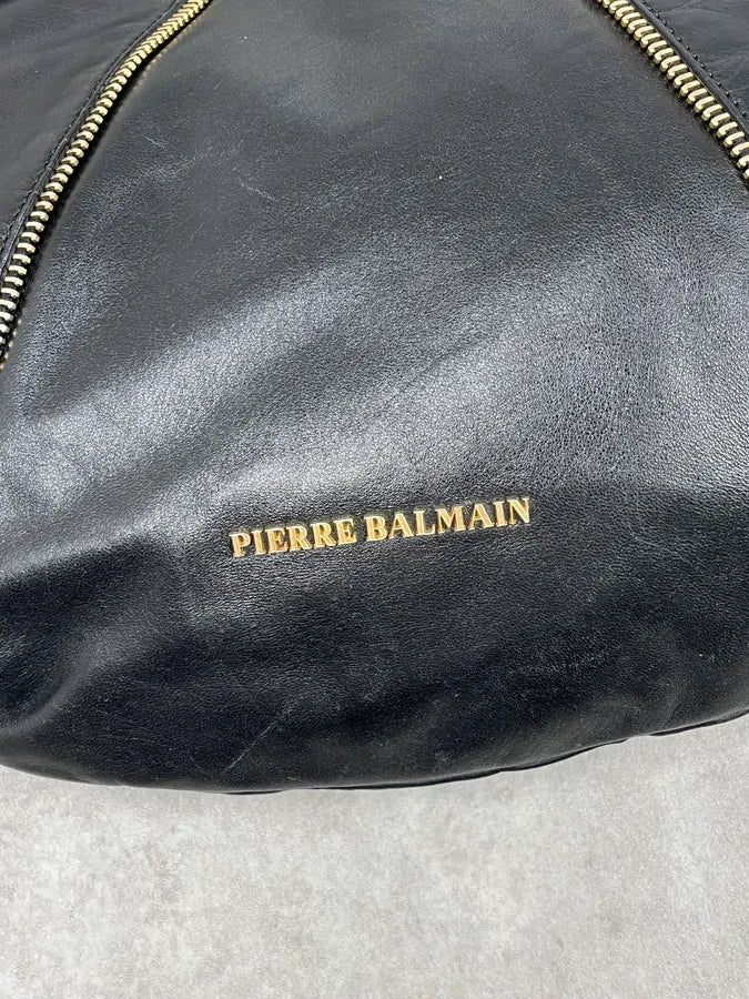 Balmain Black Leather Zip Shoulder Bag zvaxyRs 6