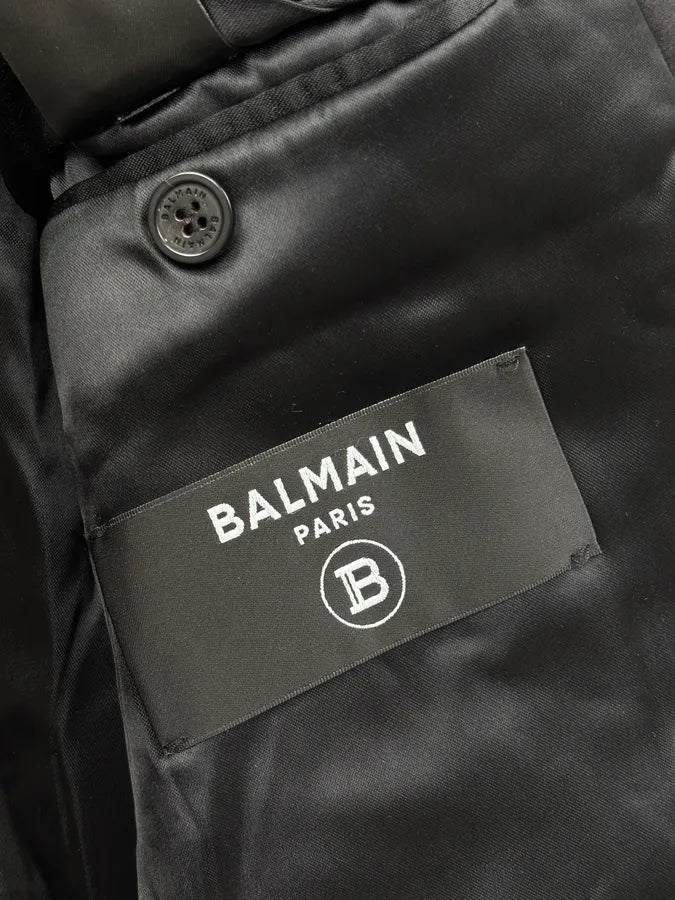 SS2022 Balmain Black Nylon Gold Studded Bomber Jacket wZdHkBs 9