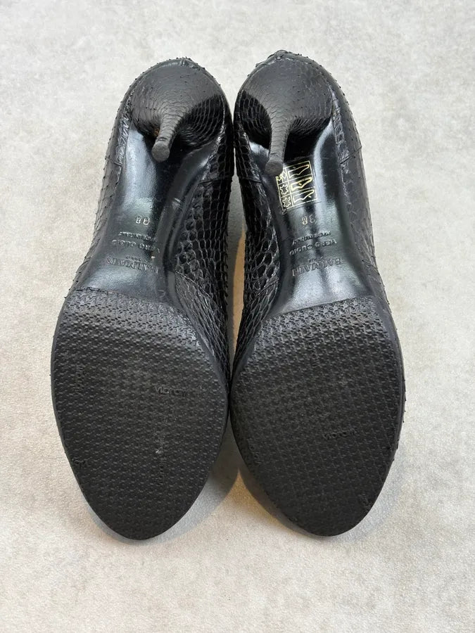 2000s Balmain Black Python Leather Textured Stiletto Heels WmclTas 5