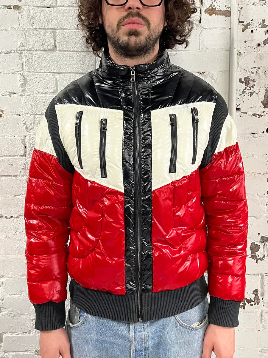Balmain Black Red & White Mulicolor Puffer Jacket MfUMFal 1