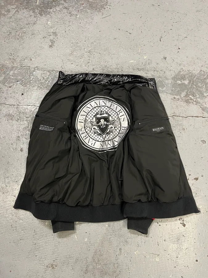 Balmain Black Red & White Mulicolor Puffer Jacket MfUMFal 9