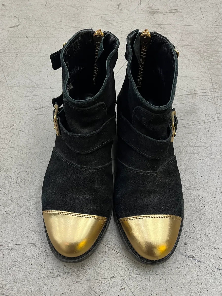 Balmain Black Suede Gold-Tone Buckle Boots mwGJHRG 3