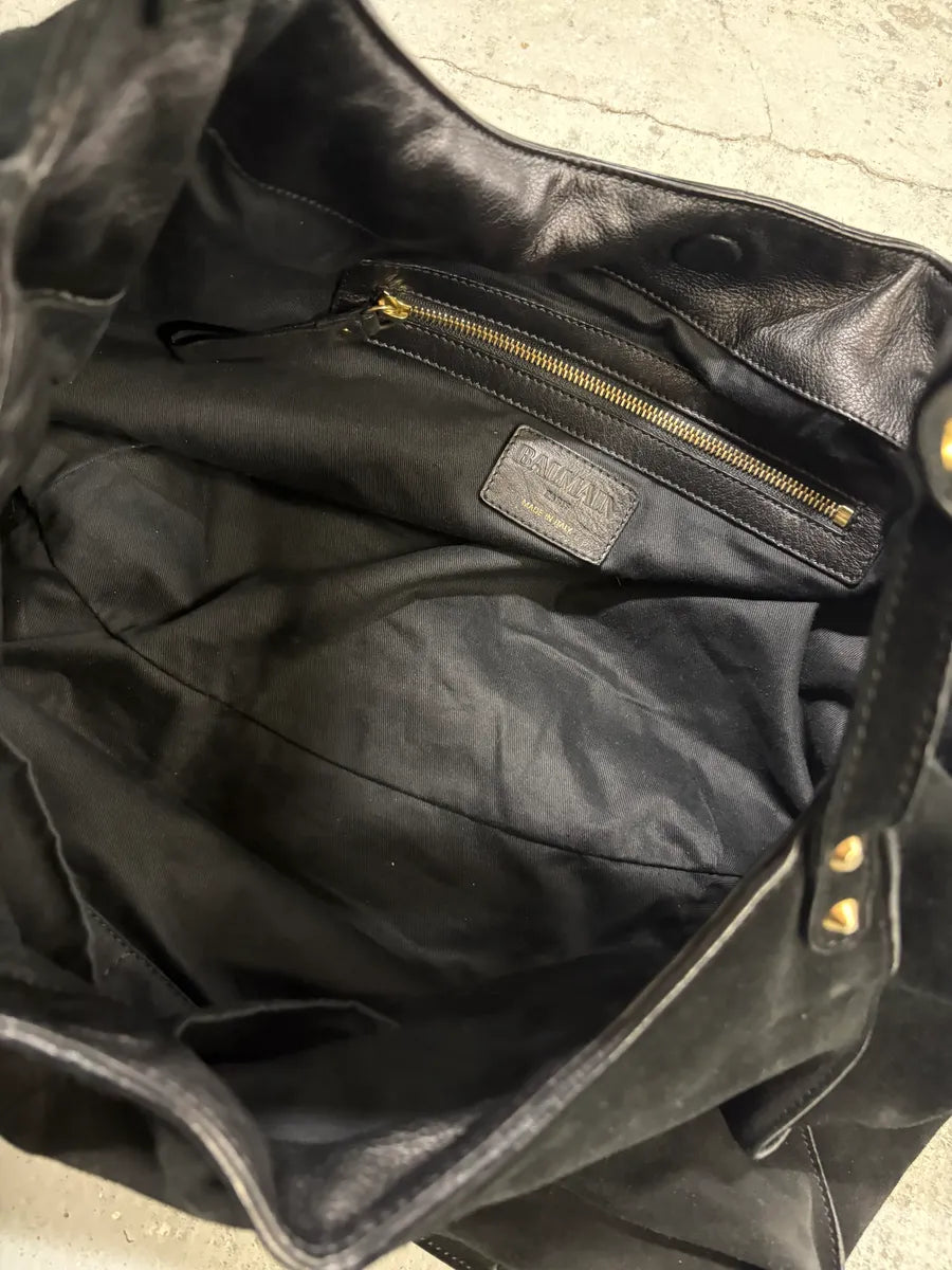 Balmain Black Suede Hobo Bag Shoulder Bag  zIiuiYM 6