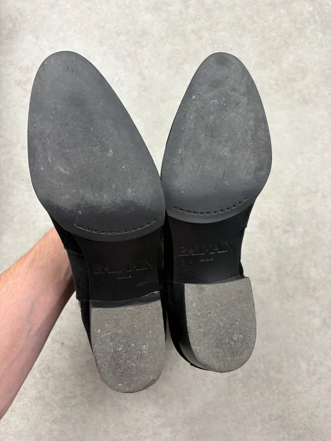 Balmain Black Suede Leather Ankle Zip Boots Dscdwiu 8