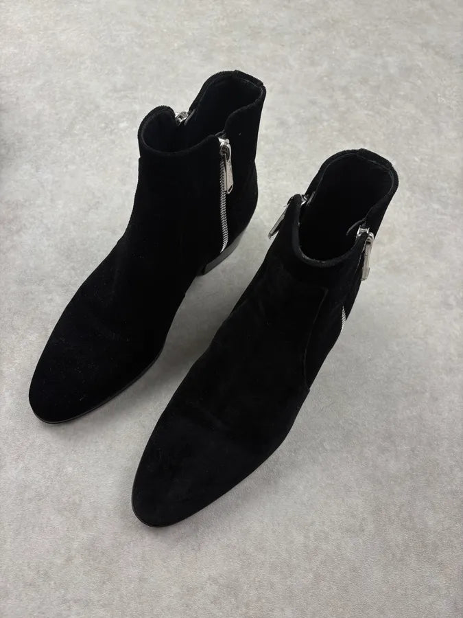 Balmain Black Suede Leather Ankle Zip Boots Dscdwiu 2