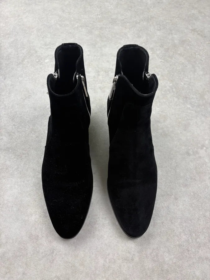 Balmain Black Suede Leather Ankle Zip Boots Dscdwiu 1