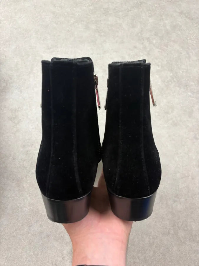 Balmain Black Suede Leather Ankle Zip Boots Dscdwiu 6