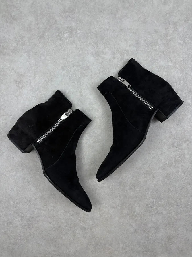 Balmain Black Suede Zip Boots EufYrvX 5