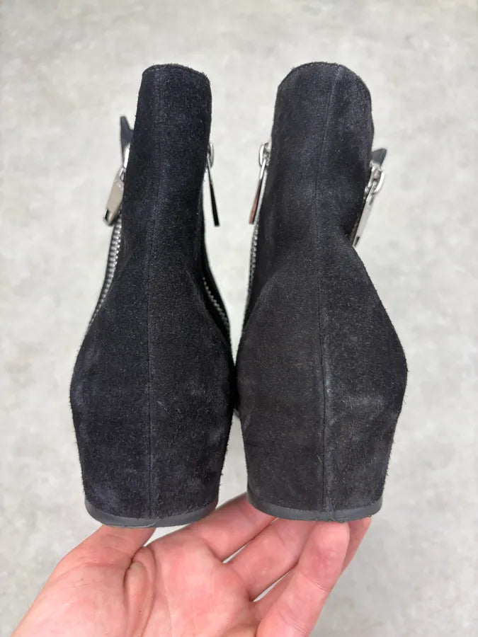 Balmain Black Suede Zip Boots EufYrvX 6