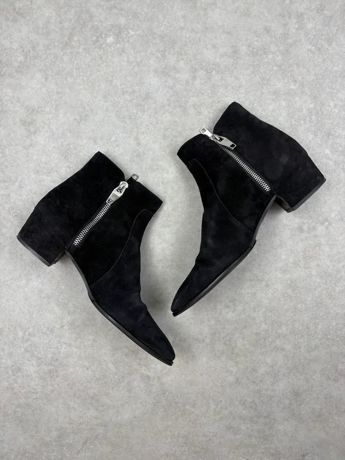 Balmain Black Suede Zip Boots EufYrvX 4