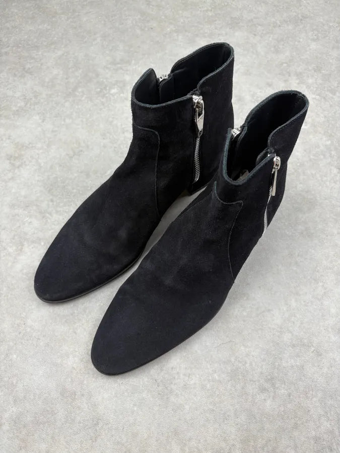 Balmain Black Suede Zip Boots EufYrvX 2