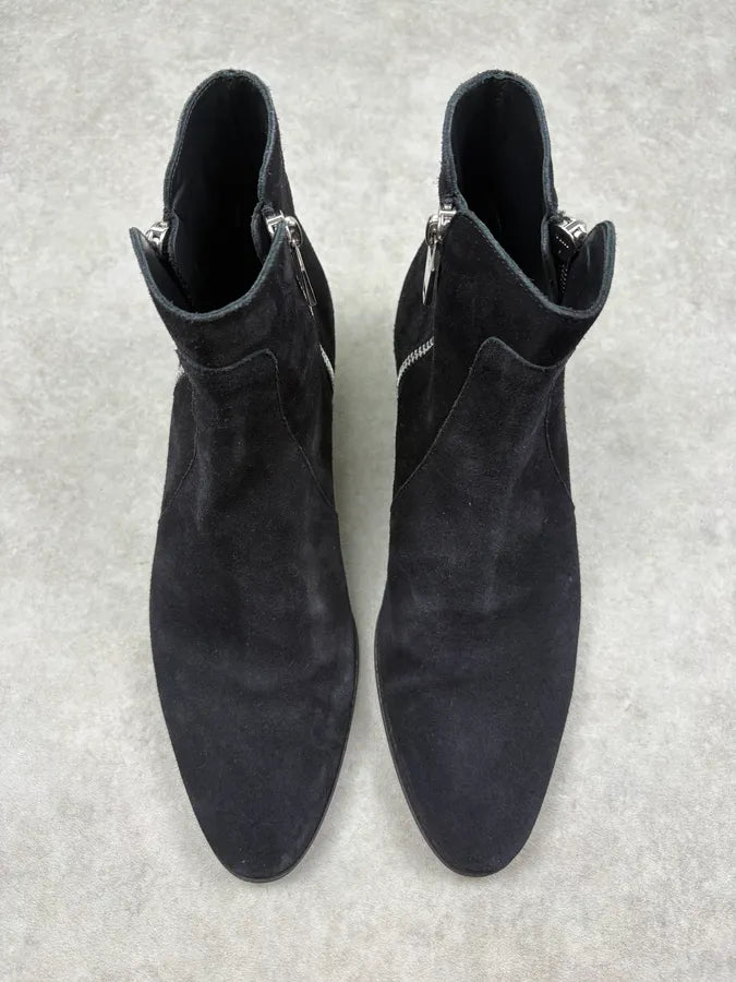 Balmain Black Suede Zip Boots EufYrvX 1