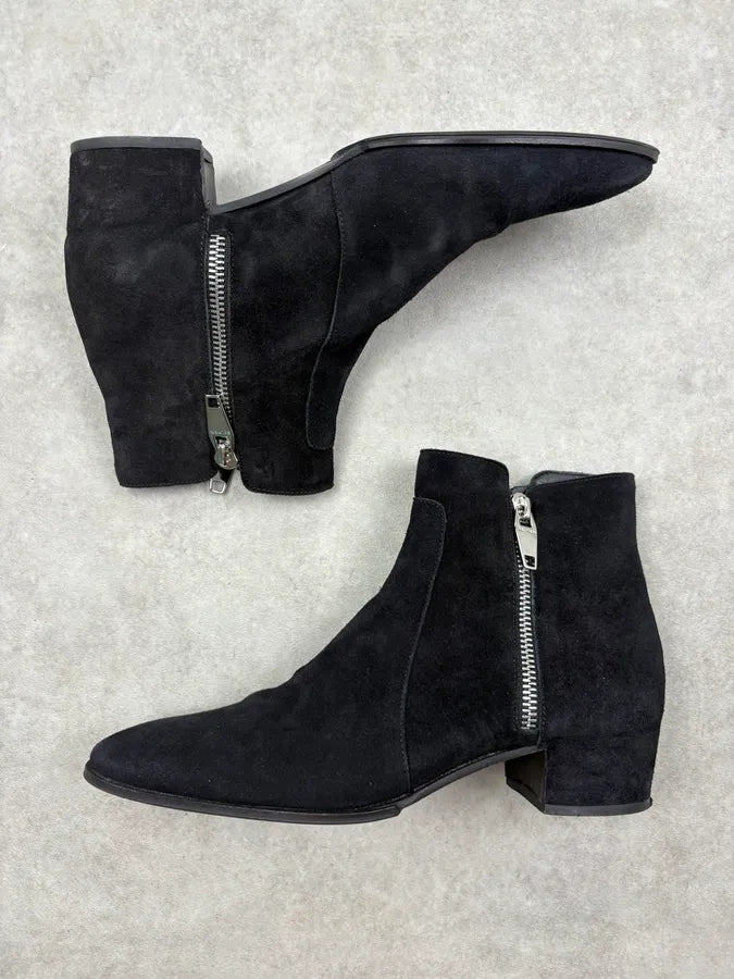 Balmain Black Suede Zip Boots EufYrvX 3