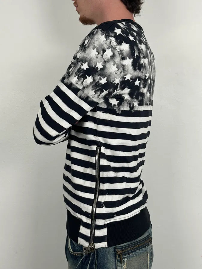 Balmain Black & White USA Flag Contemporary Zip Sweater ctGeuAt 3