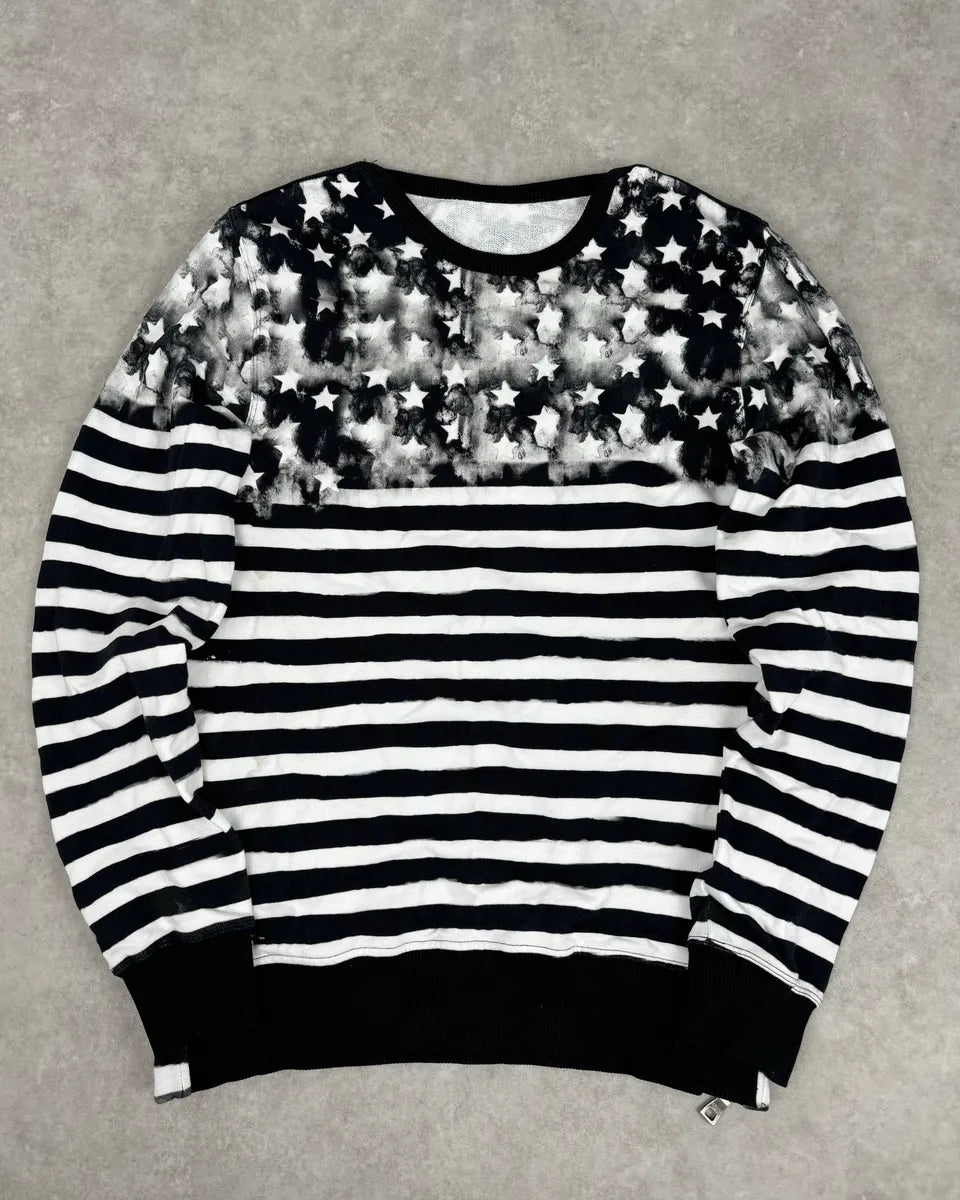 Balmain Black & White USA Flag Contemporary Zip Sweater ctGeuAt 0