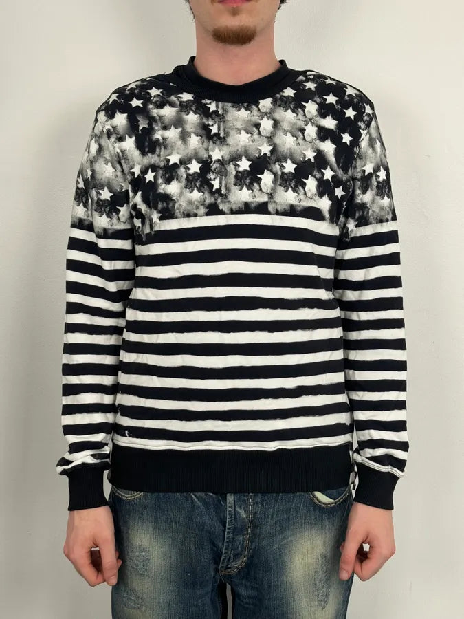 Balmain Black & White USA Flag Contemporary Zip Sweater ctGeuAt 1