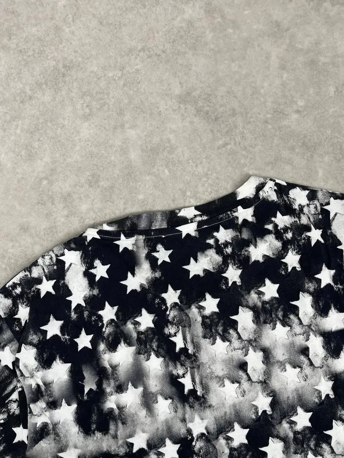 SS2018 Balmain Black & White USA Distressed Star Striped T-Shirt  RqBpUSD 5
