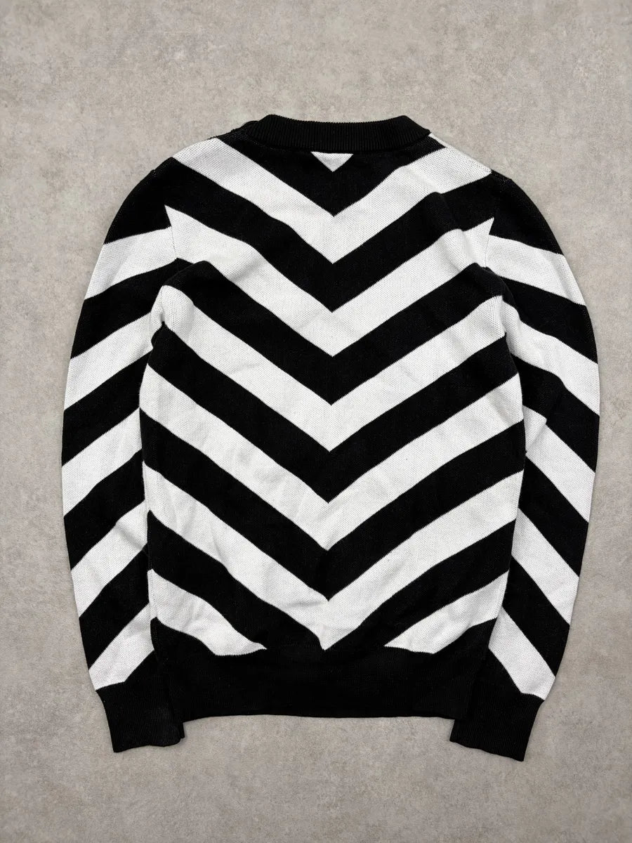 SS2015 Balmain Black White Knit Chevron Sweater YcRAlSl 7
