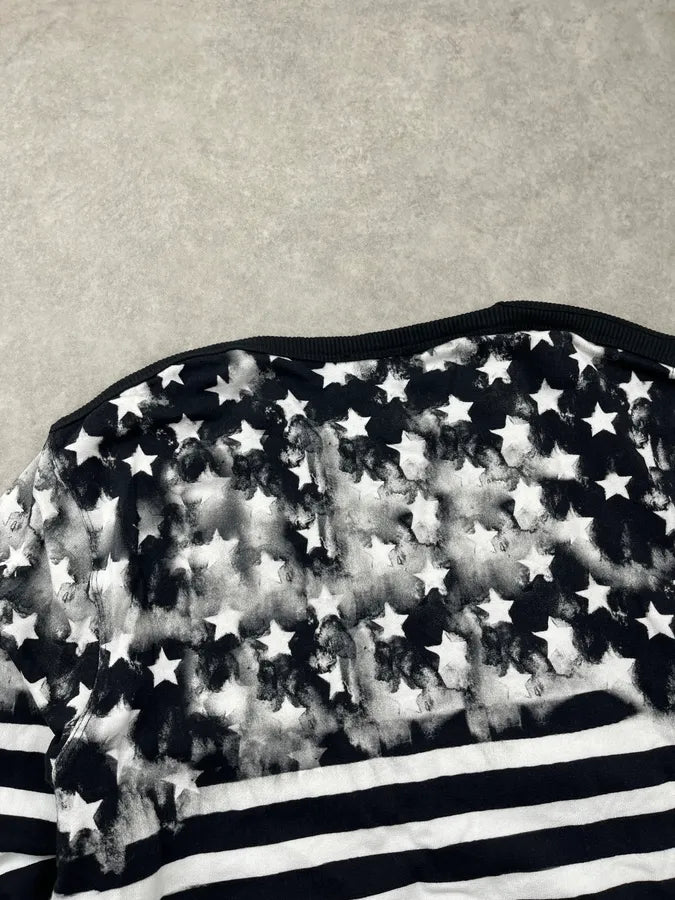 SS2018 Balmain Black & White Flag Star Striped Side Zip Sweater hCUAraX 7