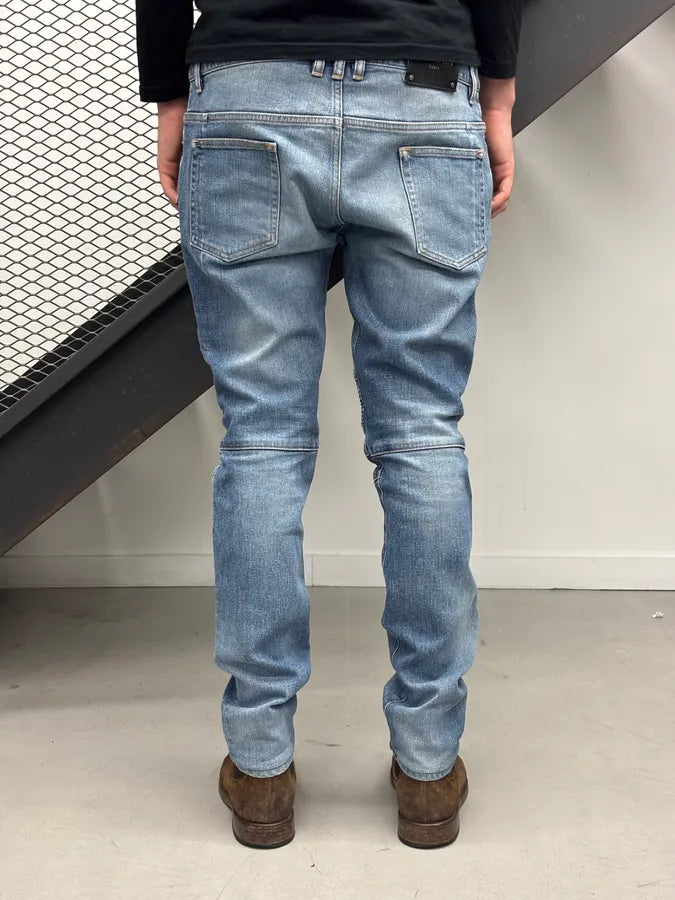 SS2018 Balmain Blue Denim Biker Jeans AKFrJUQ 3