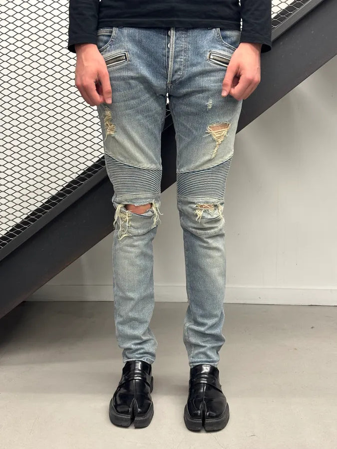 SS2011 Balmain Blue Denim Slim Jeans yGONfsb 2