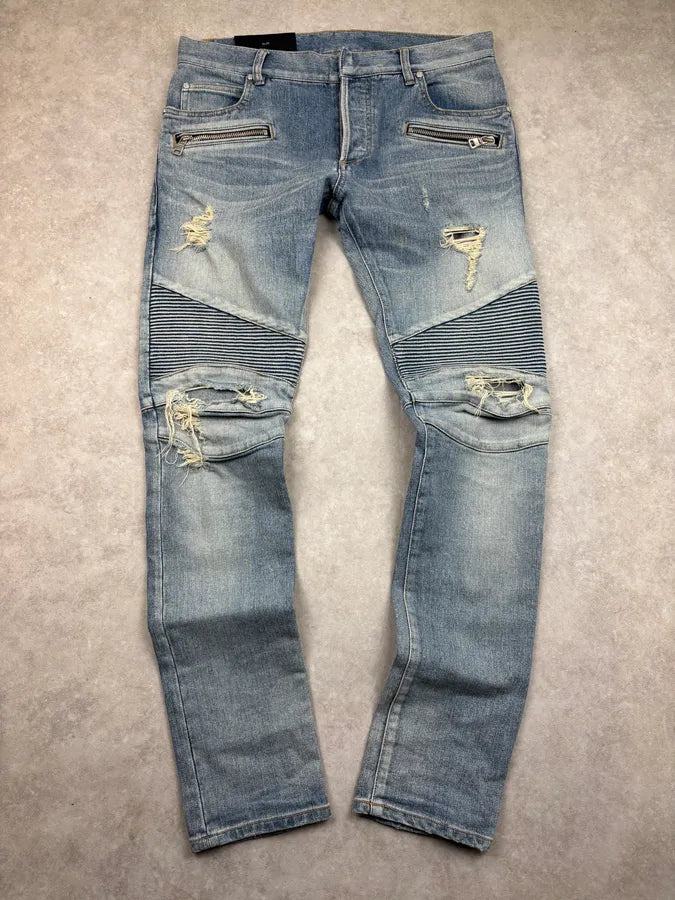 SS2011 Balmain Blue Denim Slim Jeans yGONfsb 0
