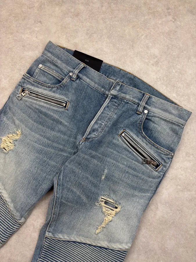 SS2011 Balmain Blue Denim Slim Jeans yGONfsb 5