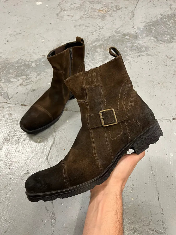 Balmain Dark Brown Ankle Suede Leather Boots DalIYru 0