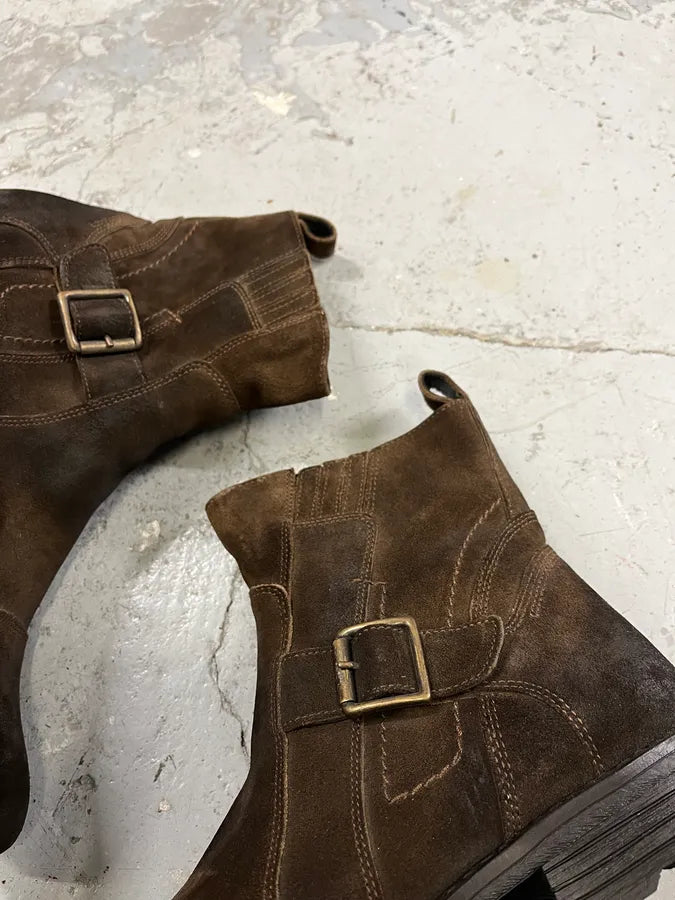 Balmain Dark Brown Ankle Suede Leather Boots DalIYru 4