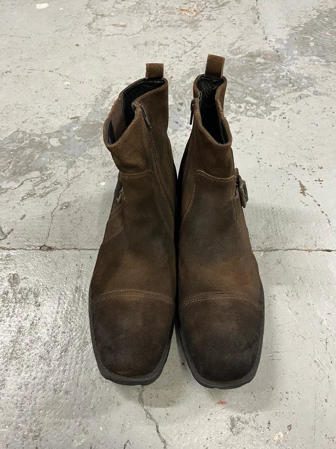 Balmain Dark Brown Ankle Suede Leather Boots DalIYru 5