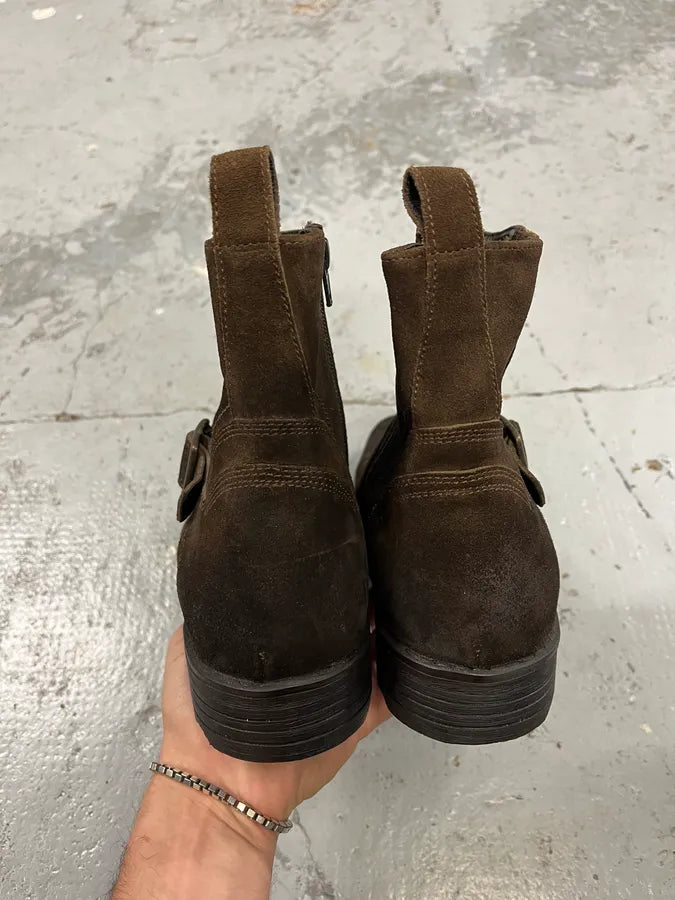 Balmain Dark Brown Ankle Suede Leather Boots DalIYru 6