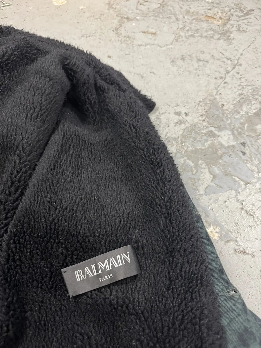 Balmain Dark Green Python Effect Distressed Avant-Garde Jacket ovgtzdy 12