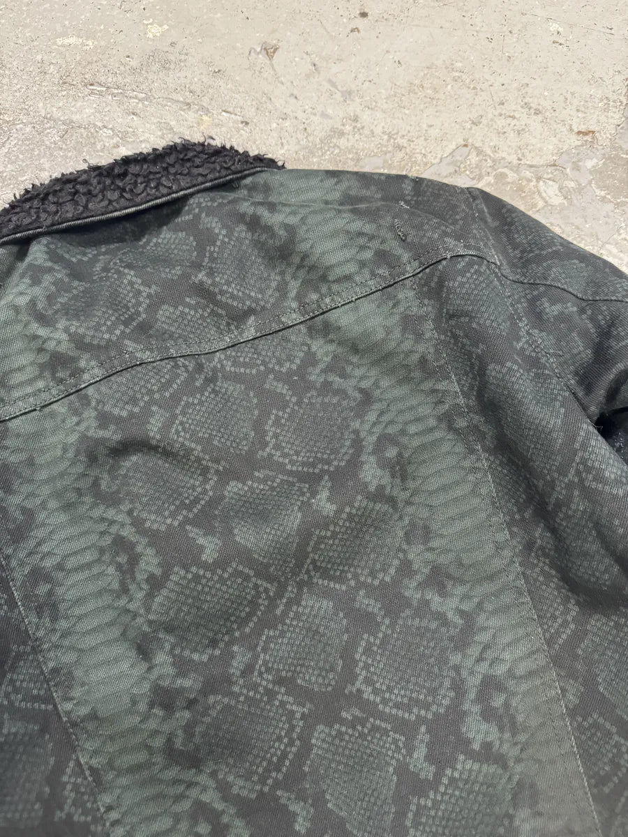 Balmain Dark Green Python Effect Distressed Avant-Garde Jacket ovgtzdy 9