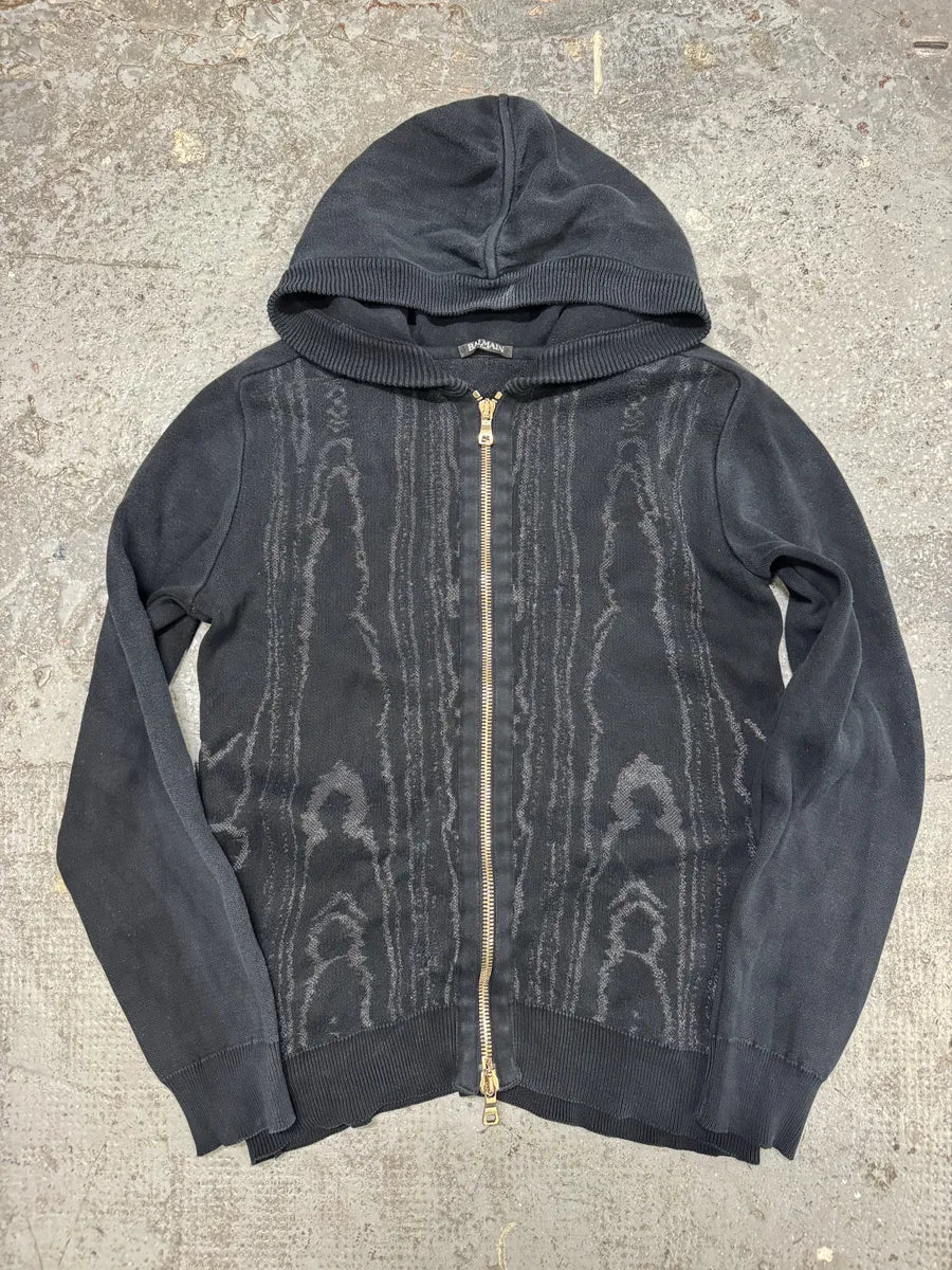 Balmain Dark Marble Effect Light Zip-up Sweater (S/M) DkOFRLp 0