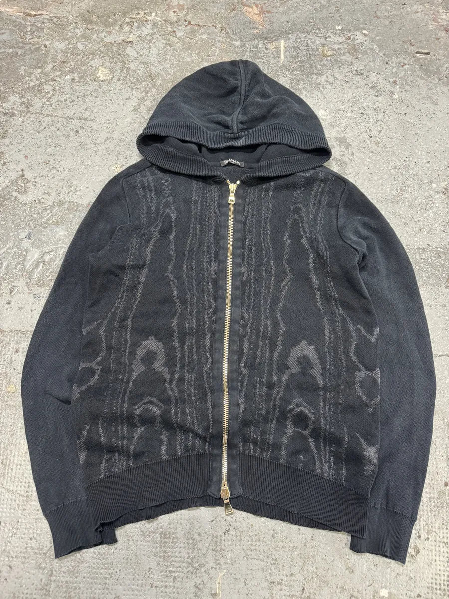 Balmain Dark Marble Effect Light Zip-up Sweater (S/M) DkOFRLp 2