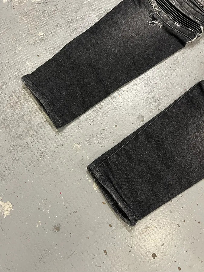 Balmain Distressed Biker Faded Black Slim Jeans JxBAhhB 6