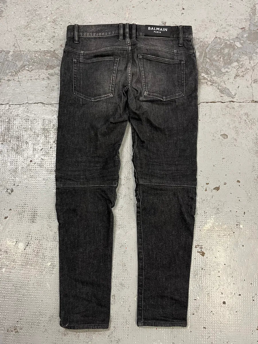Balmain Distressed Biker Faded Black Slim Jeans JxBAhhB 8
