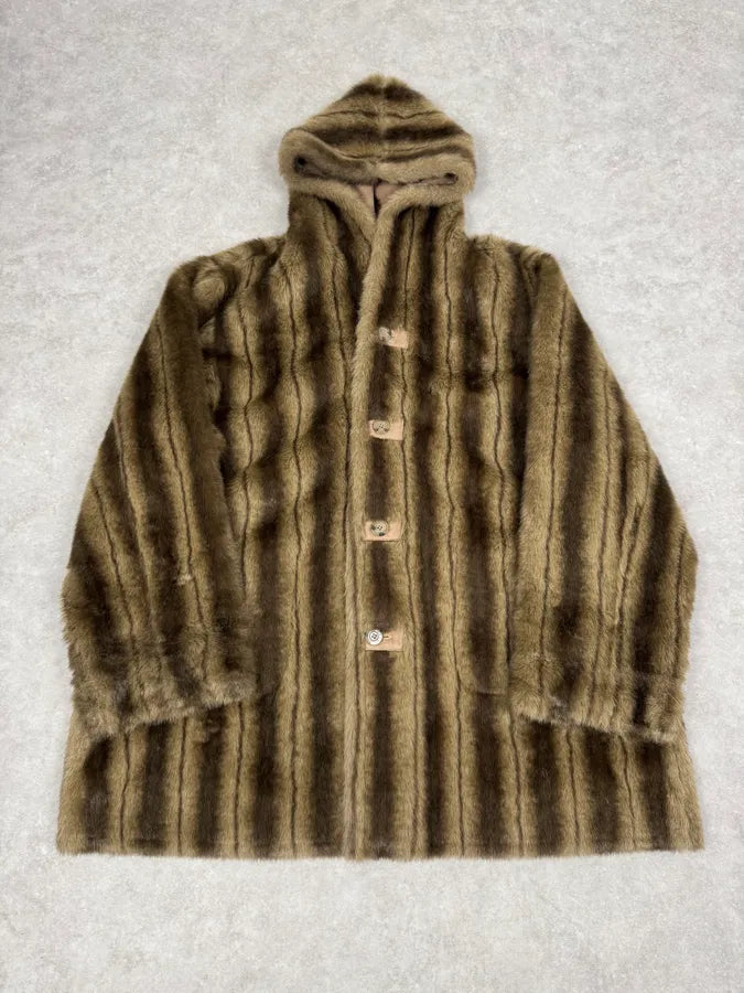 Balmain Faux Fur Reversible Beige Hooded Coat sEKteFX 0