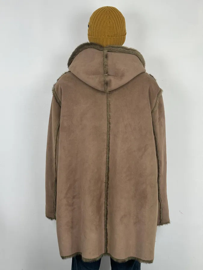 Balmain Faux Fur Reversible Beige Hooded Coat sEKteFX 10