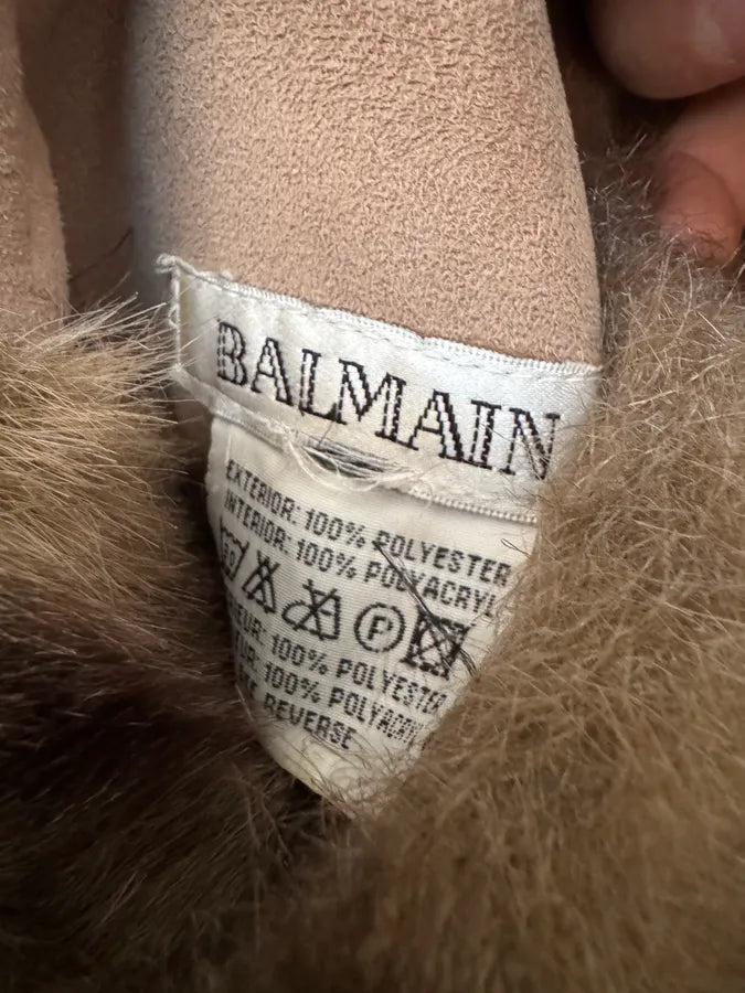 Balmain Faux Fur Reversible Beige Hooded Coat sEKteFX 11
